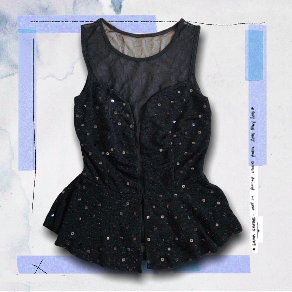 Mesh peplum blouse